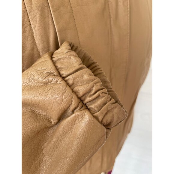 Vintage 1980s Sara International Womens Leather Tan Jacket Size 8 - Picture 8 of 16